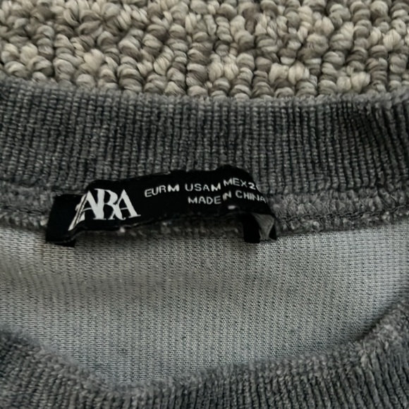 Zara Grey Cropped Sweatshirt Grey Sweater Top M - Picture 5 of 9